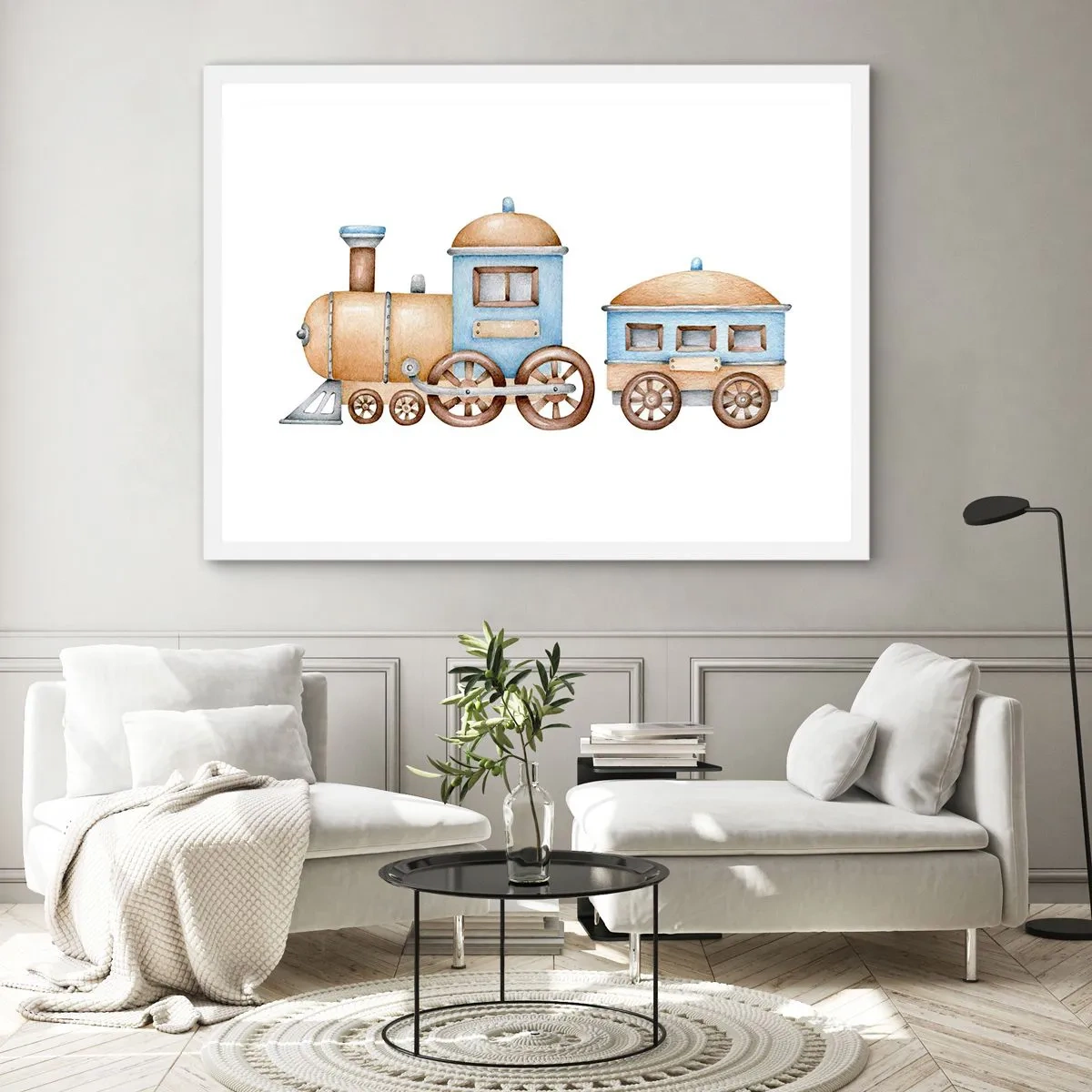 Plakat i hvid ramme - Stående på stationen... - 100x70 cm