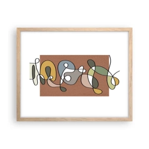 Plakat i ramme af lyst egetræ - En abstraktion, der er værd at smile over - 50x40 cm