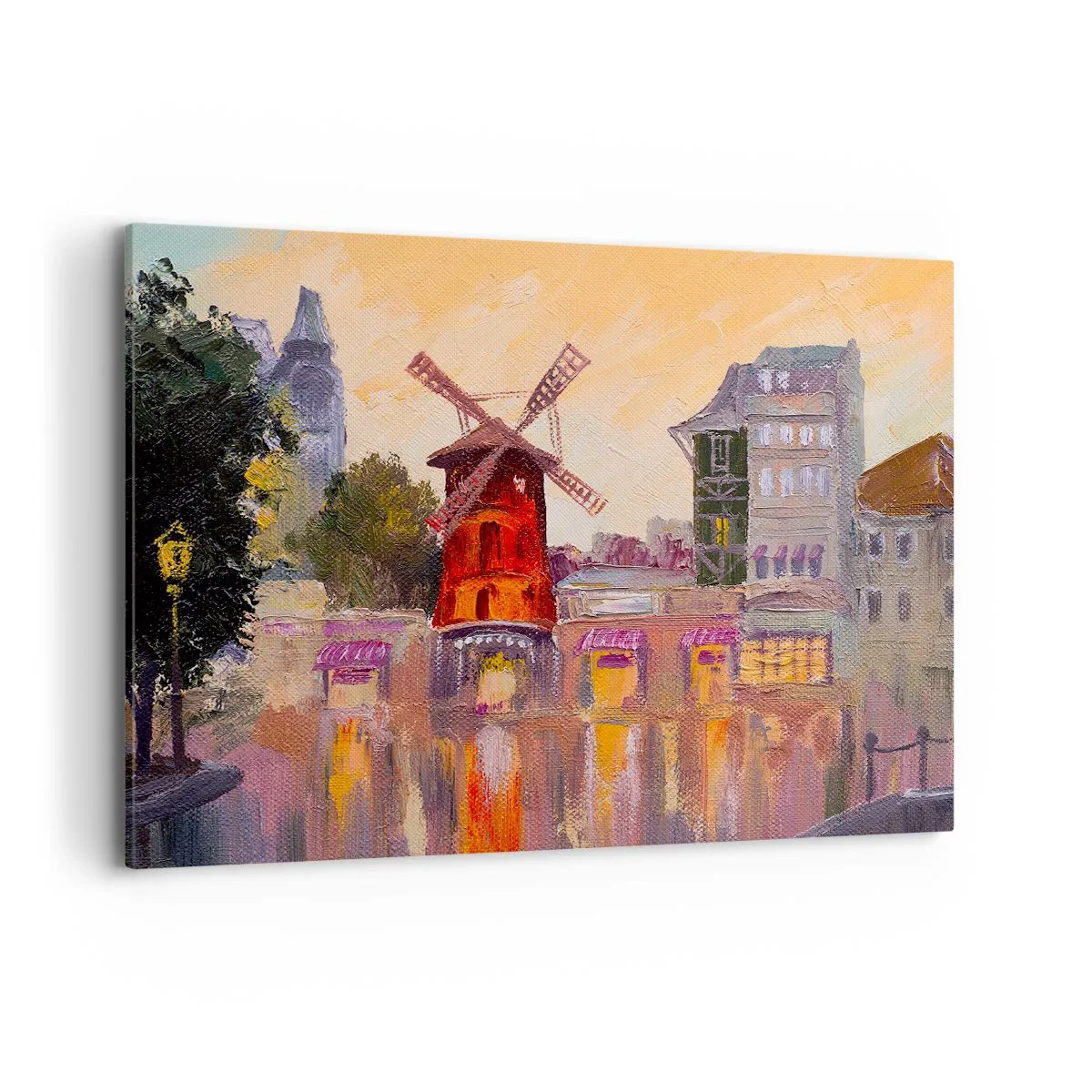 Lærredstryk - Billede på lærred - Parisiske ikoner - Moulin Rouge - 100x70 cm