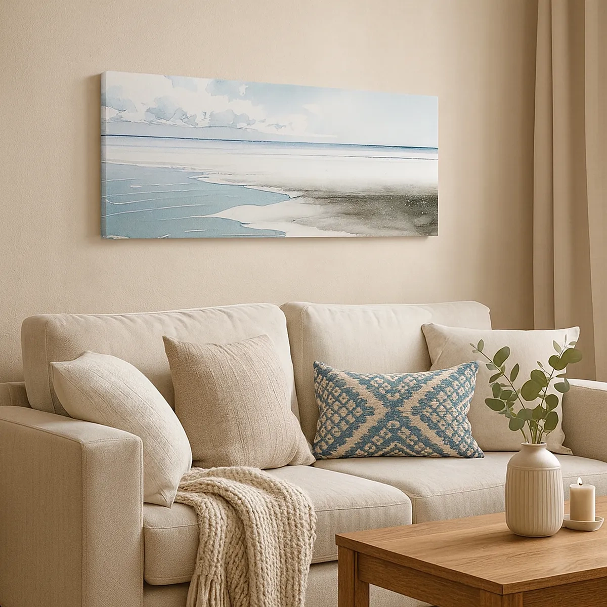 Lærredstryk - Billede på lærred - Blidt tidevand - 30x30 cm