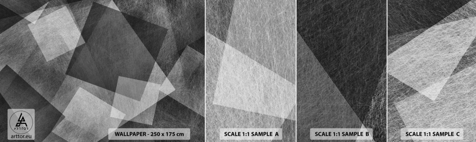 Prøve Fototapet Selvklæbende Deluxe Sticker - Et evigt symbol på bestandighed og orden - Abstraktion, Stykke, Sort og hvid - 100x30 cm