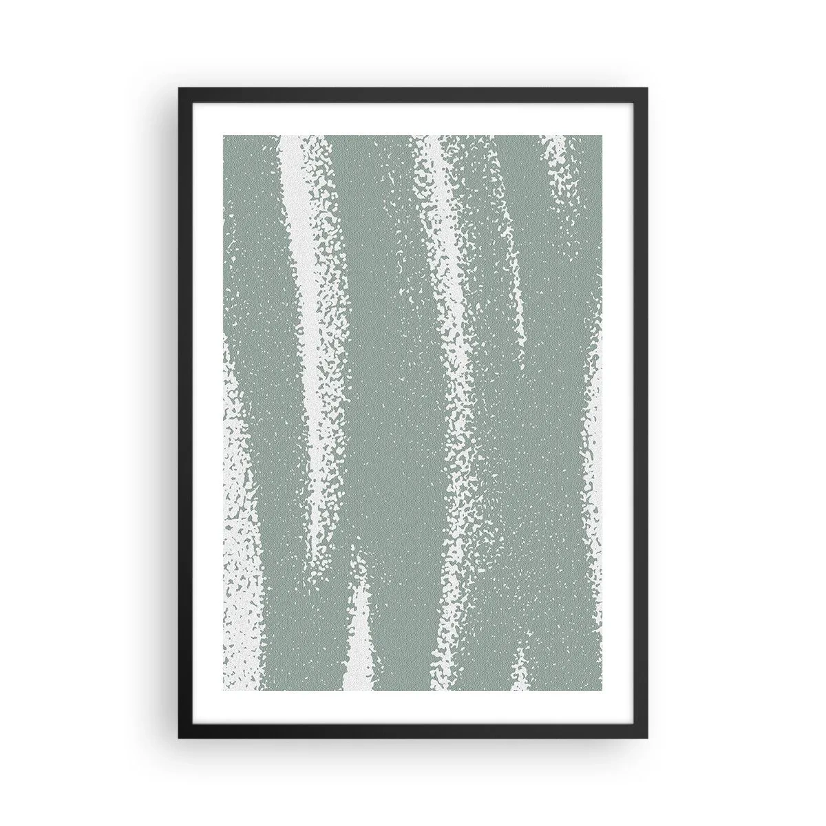 Plakat i sort ramme - En minimalistisk komposition i nuancer af grønt og hvidt - 50x70cm - Abstraktion i vinterstemning - Moderne vægdekoration til stue og soveværelse ARTTOR