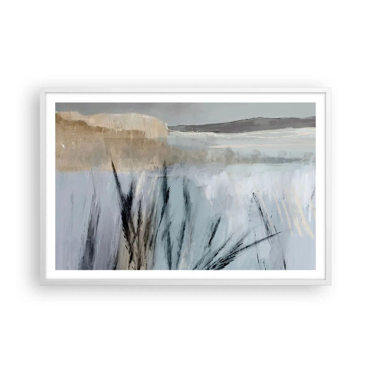 Plakat i hvid ramme - Vintermarker - 91x61 cm