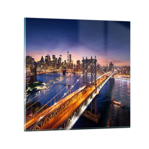 Billede på glas - En lysende bro til hjertet af byen - 70x70 cm