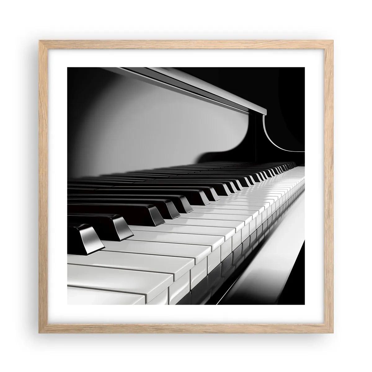 Plakat i ramme af lyst egetræ - Harmoni af former og farver - 50x50 cm