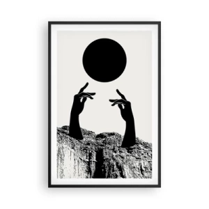 Plakat i sort ramme - Surrealistisk komposition: solen og resten - 61x91 cm