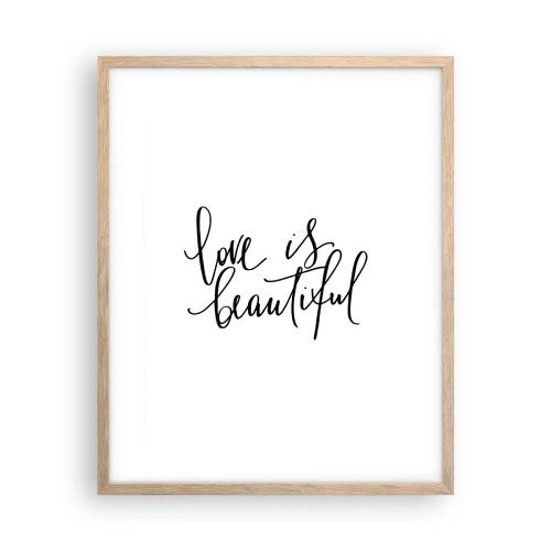 Plakat i ramme af lyst egetræ - Læs og gentag - 40x50 cm