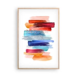 Plakat i ramme af lyst egetræ - Op og ned  - 61x91 cm