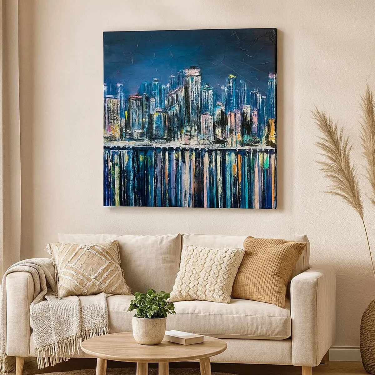 Lærredstryk - Billede på lærred - Kaskade af lys - 30x30 cm