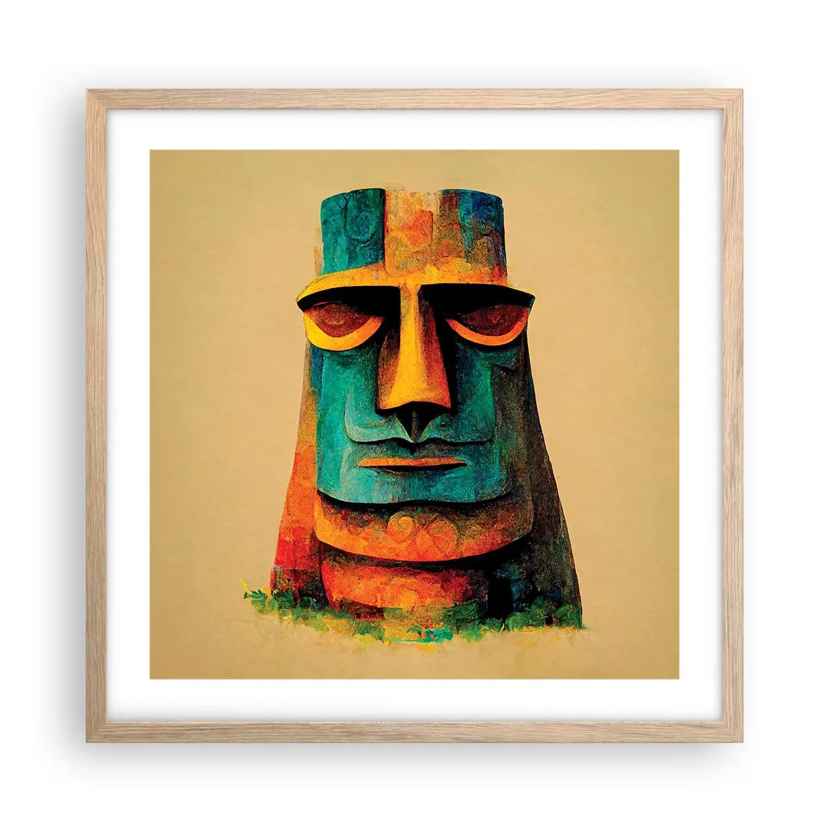 Plakat i ramme af lyst egetræ - Statuarisk, men alligevel sympatisk - 50x50 cm
