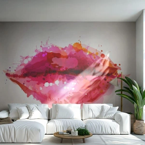 Fototapet Premium Canvas - En mere rød nuance af rød - Abstraktion, røde læber, Stykke - 200x140 cm