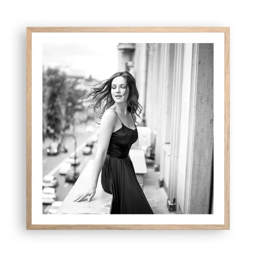 Plakat i ramme af lyst egetræ - Bestemt en pariser - 60x60 cm