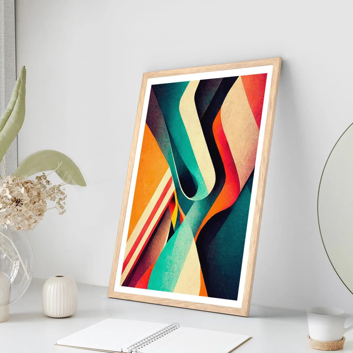 Plakat i ramme af lyst egetræ - Intens komposition - 30x40 cm