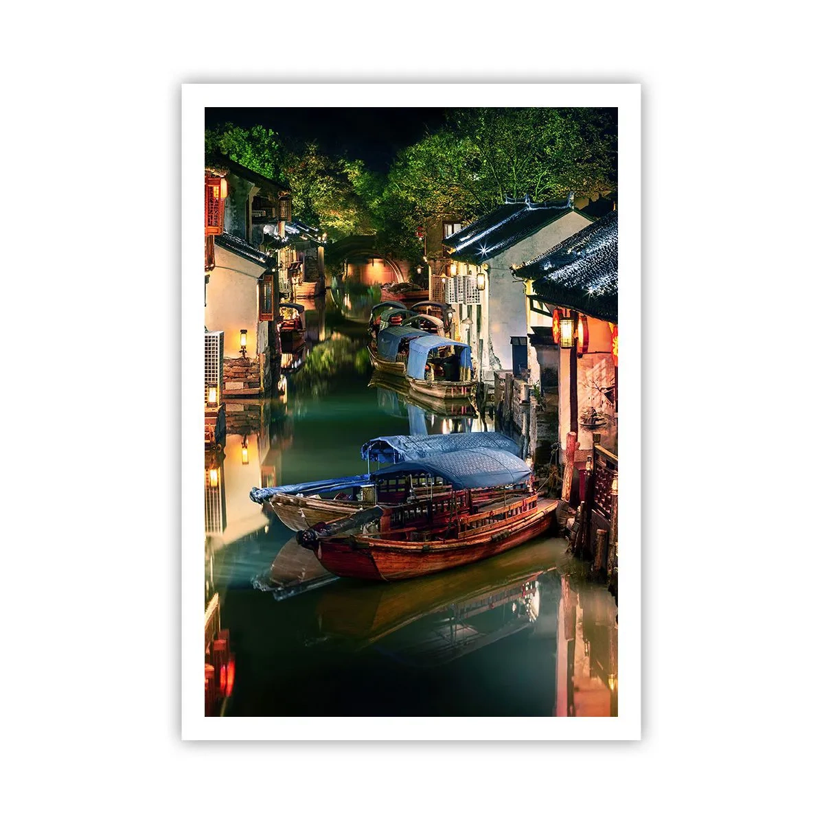 Plakat - En aften på en kinesisk gade - 70x100 cm