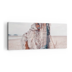 Lærredstryk - Billede på lærred - Børn blomster på vej - 120x50 cm