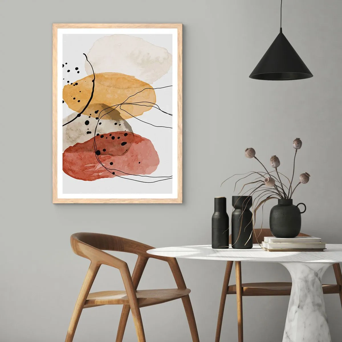 Plakat i ramme af lyst egetræ - Som lys, klar luft - 70x100 cm