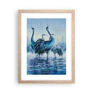 Plakat i ramme af lyst egetræ - Morgenmøde - 30x40 cm