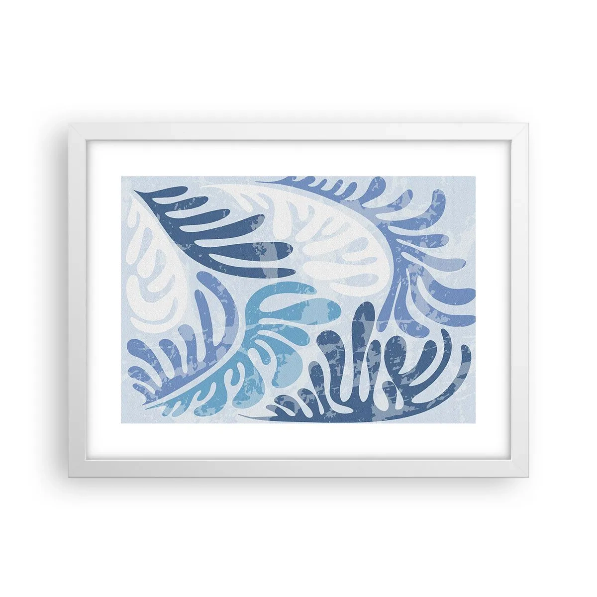Plakat i hvid ramme - Blå bregner - 40x30 cm