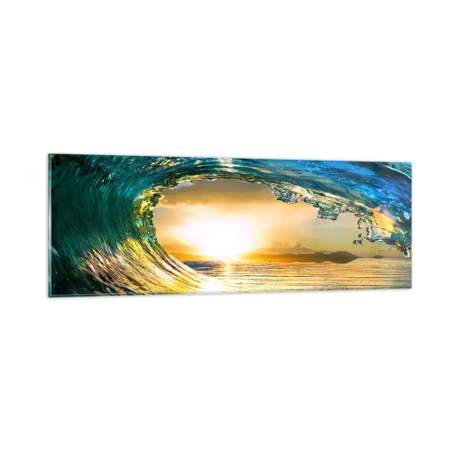 Billede på glas - I smaragdgylden krystal - 90x30 cm