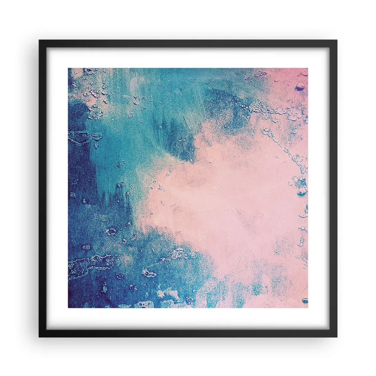 Plakat i sort ramme - Blå omfavnelse - 50x50 cm