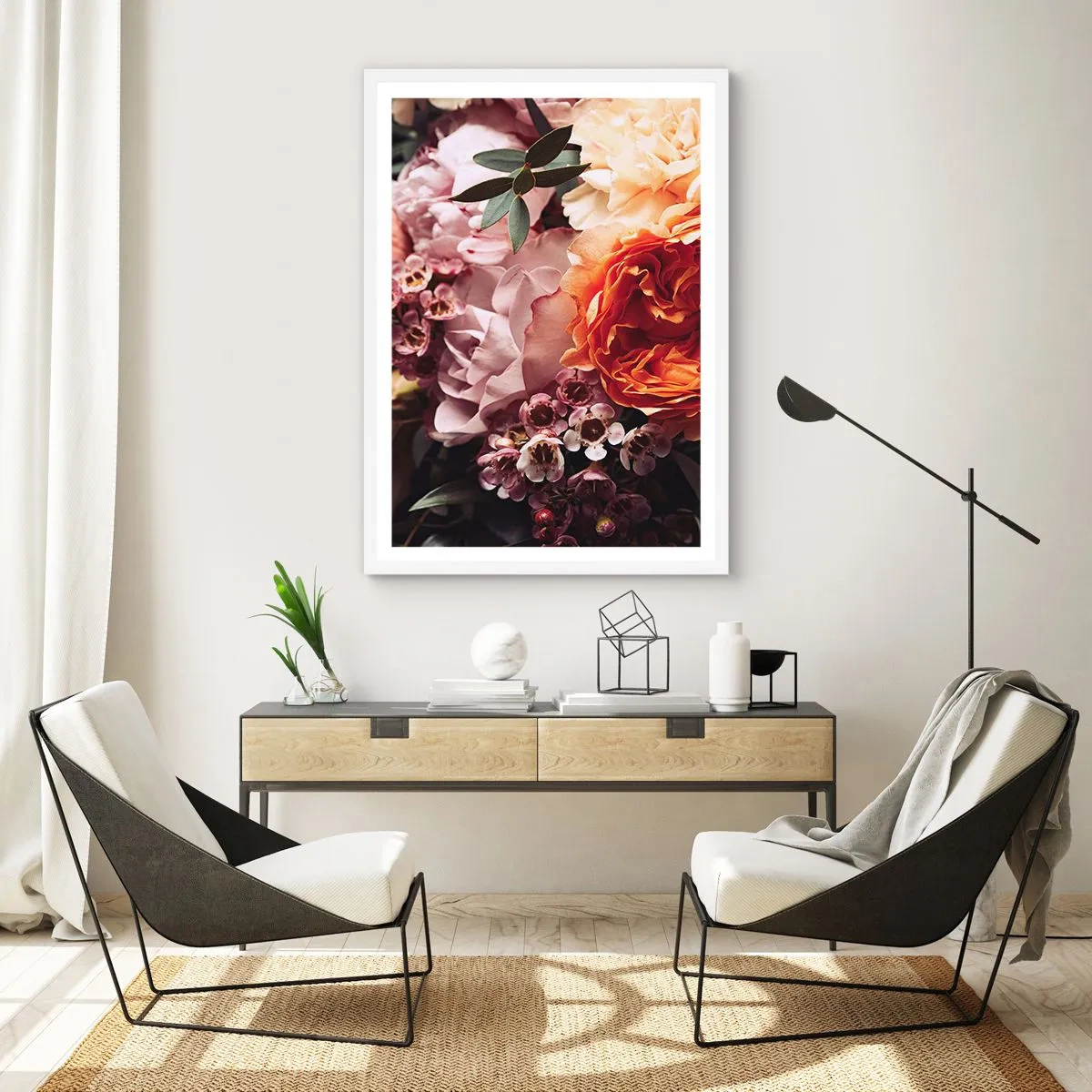 Plakat i hvid ramme - Indhyllet i skønhed - 30x40 cm