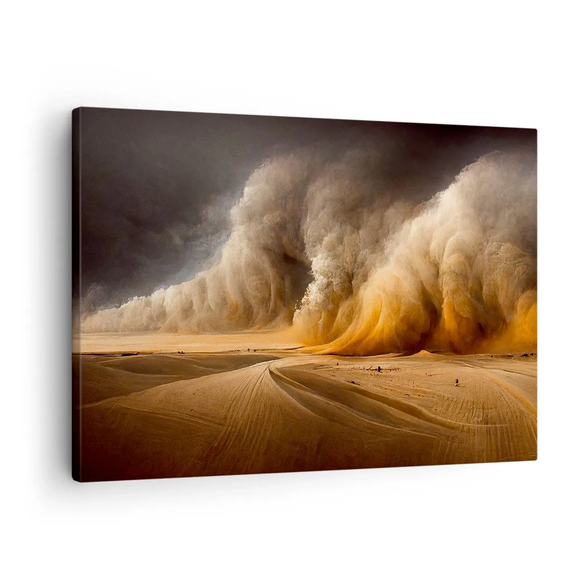 Lærredstryk - Billede på lærred - Imponerende sandstorm i ørkenen - 70x50cm - Ørkenens vrede - Moderne vægdekoration til stue og soveværelse ARTTOR