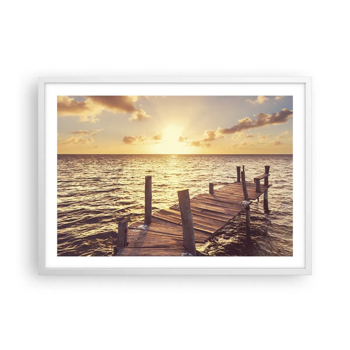 Plakat i hvid ramme - Gyldent land af blidhed - 70x50 cm