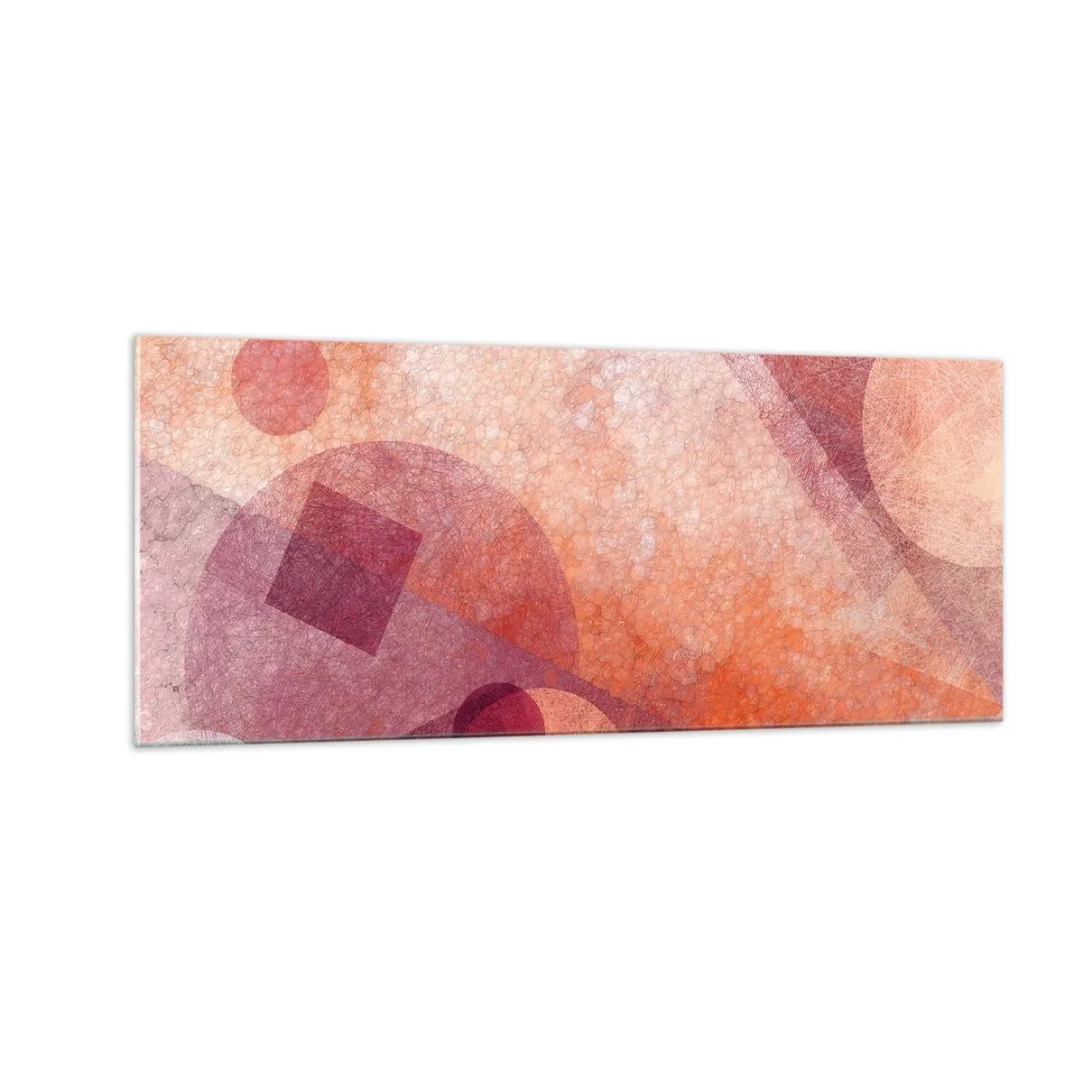 Billede på glas - Geometriske transformationer i pink - 100x40 cm