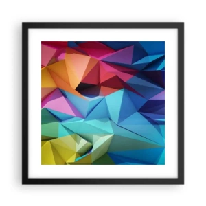 Plakat i sort ramme - Regnbue origami - 40x40 cm