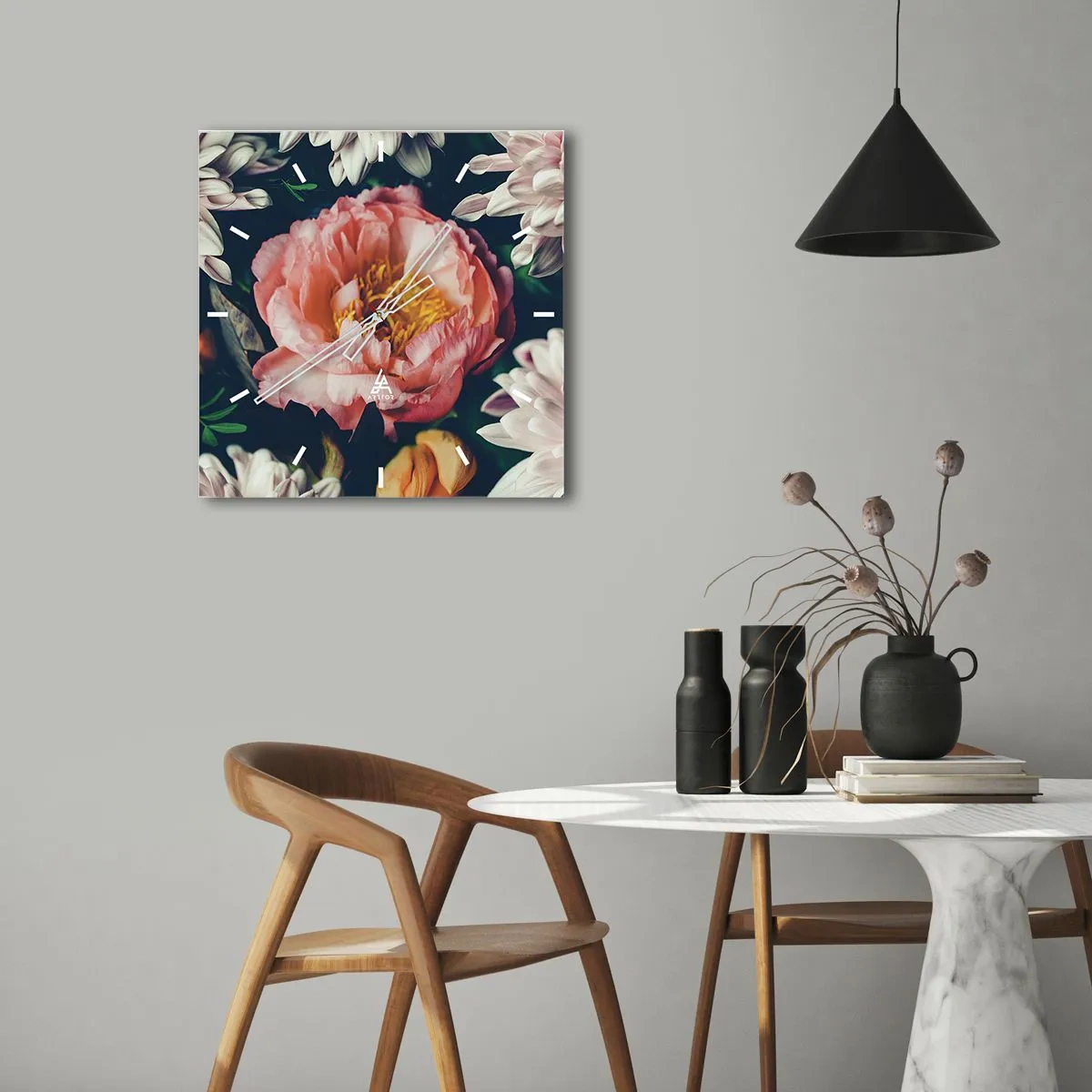 Vægur, Uret - Med barok pragt - 40x40 cm