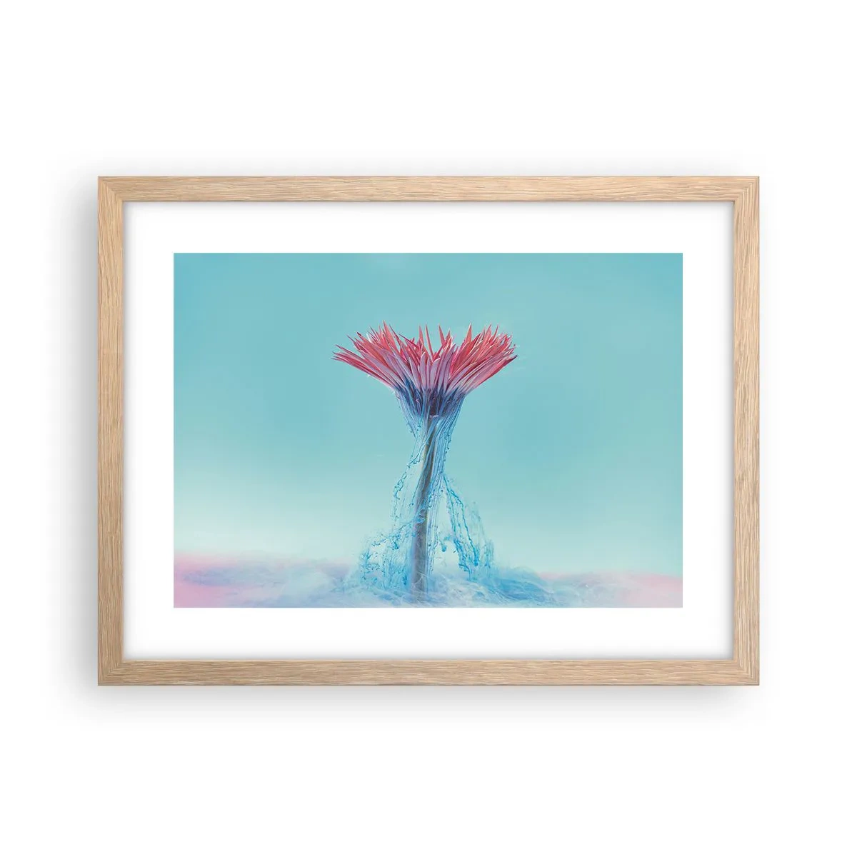 Plakat i ramme af lyst egetræ - I en nærende omfavnelse - 40x30 cm