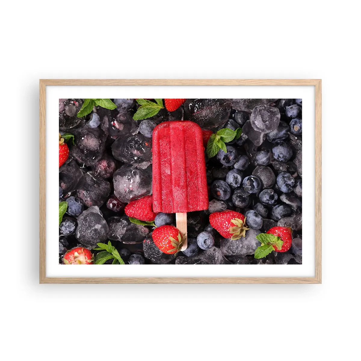 Plakat i ramme af lyst egetræ - En smag af varm sommer - 70x50 cm