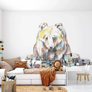 Fototapet Premium Canvas - Hvordan kan man leve på den måde? - Dyr, Bjørn, Grafik - 250x175 cm