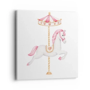 Lærredstryk - Billede på lærred - Han satte af sted med en hov - 40x40 cm