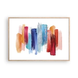 Plakat i ramme af lyst egetræ - Op og ned  - 100x70 cm