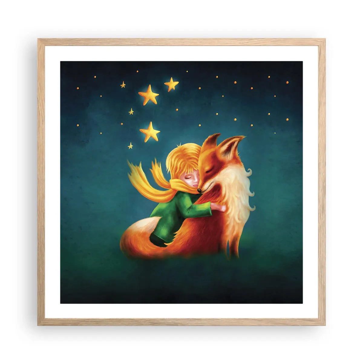 Plakat i ramme af lyst egetræ - Lille Prins - 60x60 cm