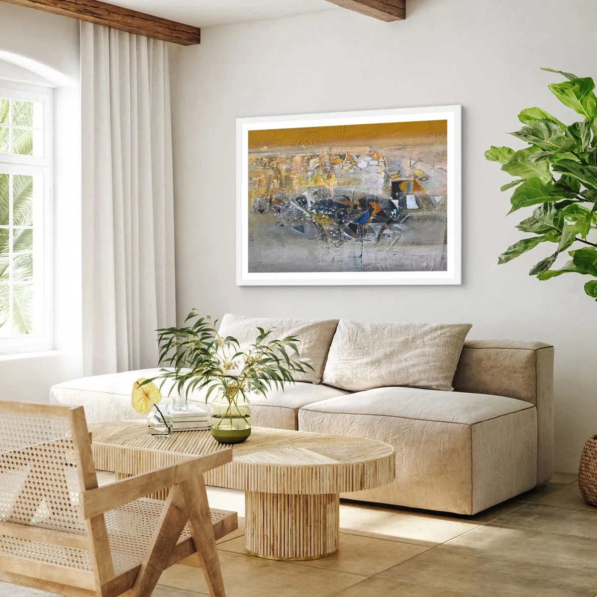 Plakat i hvid ramme - Alt vil falde på plads - 100x70 cm