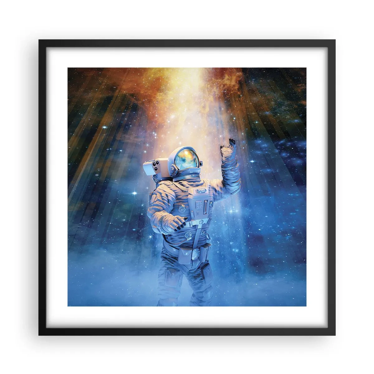 Plakat i sort ramme - Endelig på destinationen - 50x50 cm