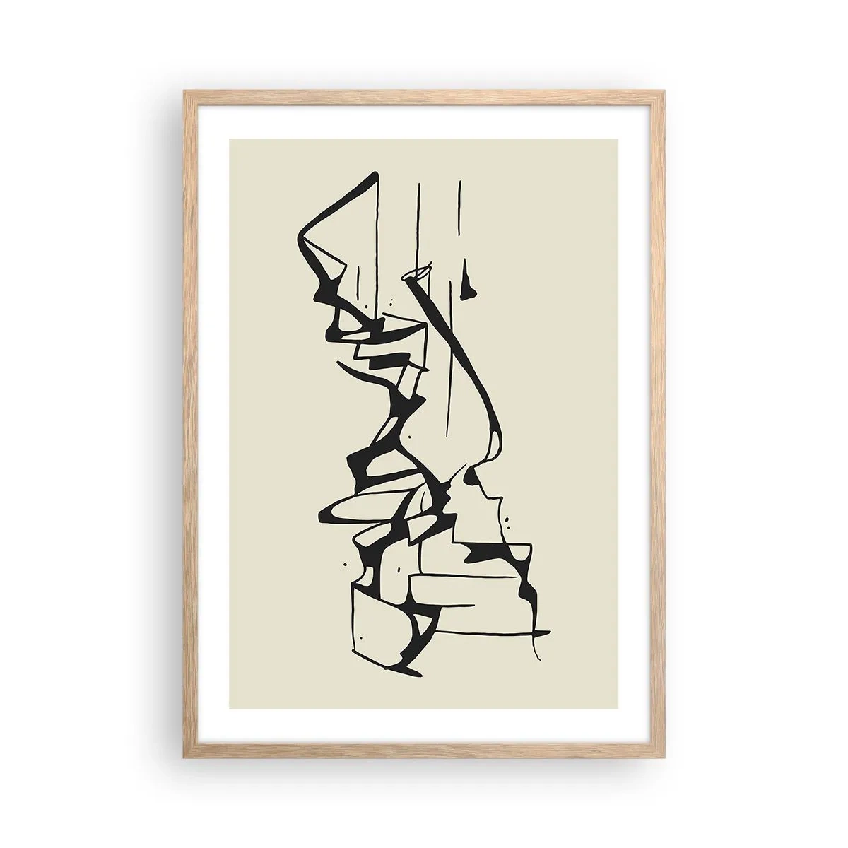 Plakat i ramme af lyst egetræ - Måske et landskab - 50x70 cm