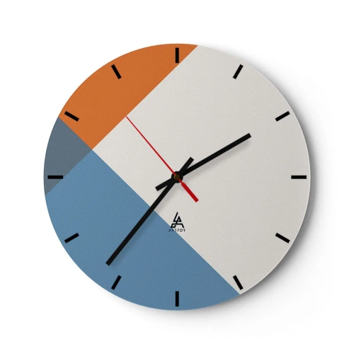 Vægur, Uret - Abstrakte geometriske mønstre i jordagtige og blå toner - 30x30cm - Med hensyn til ... - Moderne vægdekoration til stue, køkken og soveværelse ARTTOR