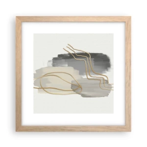 Plakat i ramme af lyst egetræ - Vedholdenhed og bevægelse - 30x30 cm