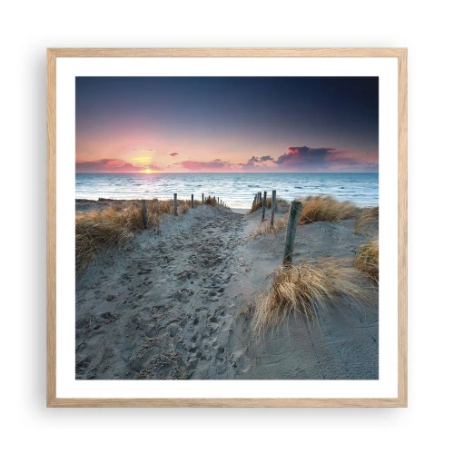 Plakat i ramme af lyst egetræ - Du har udgydt en regnbue af strålende pragt.... - 60x60 cm