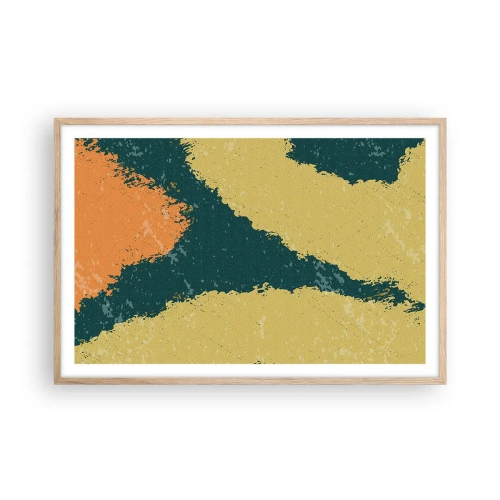 Plakat i ramme af lyst egetræ - Abstraktion - i slowmotion - 91x61 cm