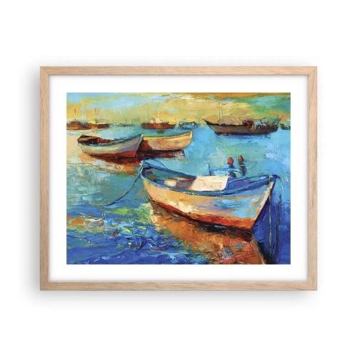 Plakat i ramme af lyst egetræ - I den sydlige bugt - 50x40 cm