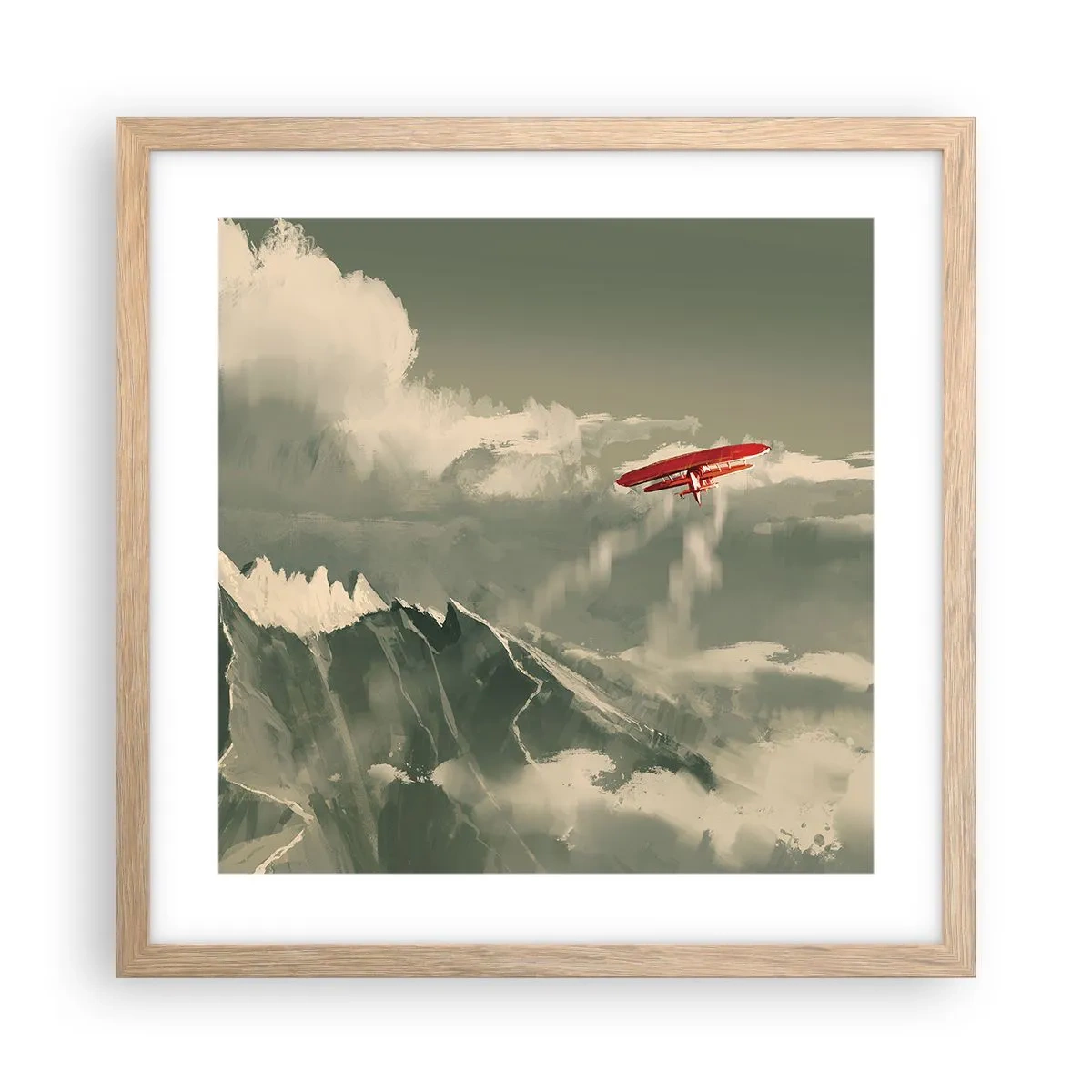 Plakat i ramme af lyst egetræ - Frygtløs pioner - 40x40 cm