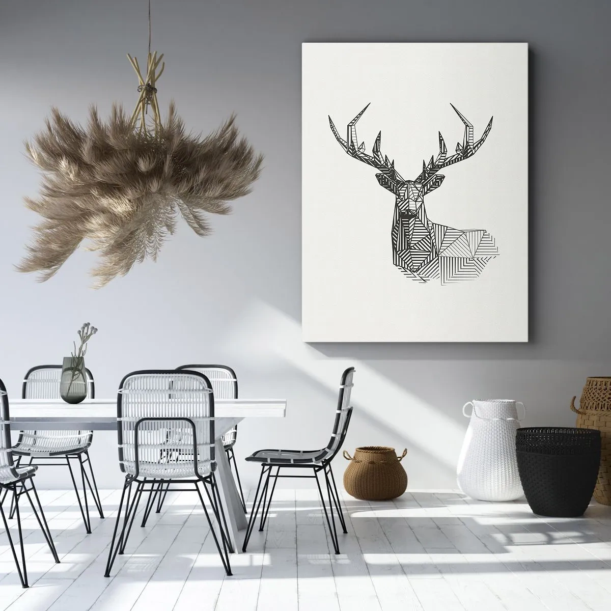 Lærredstryk - Billede på lærred - Hjorte i kubistisk stil - 50x70 cm