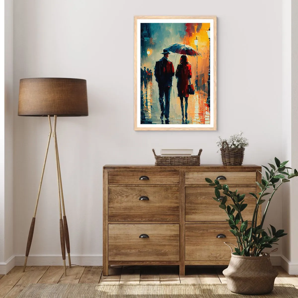 Plakat i ramme af lyst egetræ - Urban kærlighedshistorie - 40x50 cm