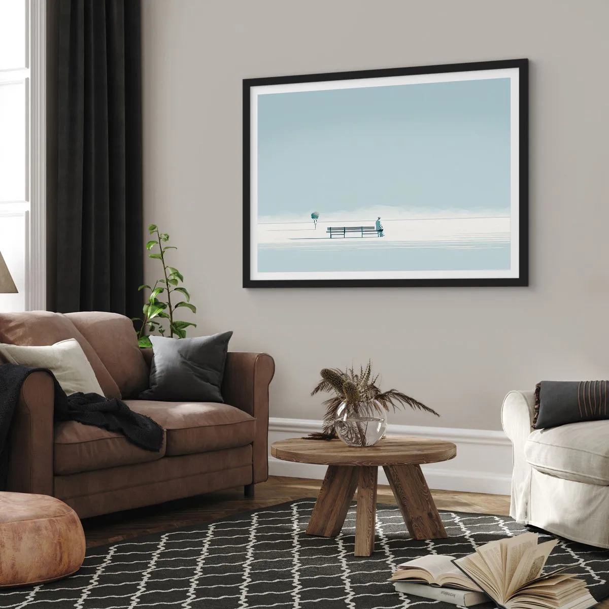 Plakat i sort ramme - Ja, jeg venter. - 50x40 cm