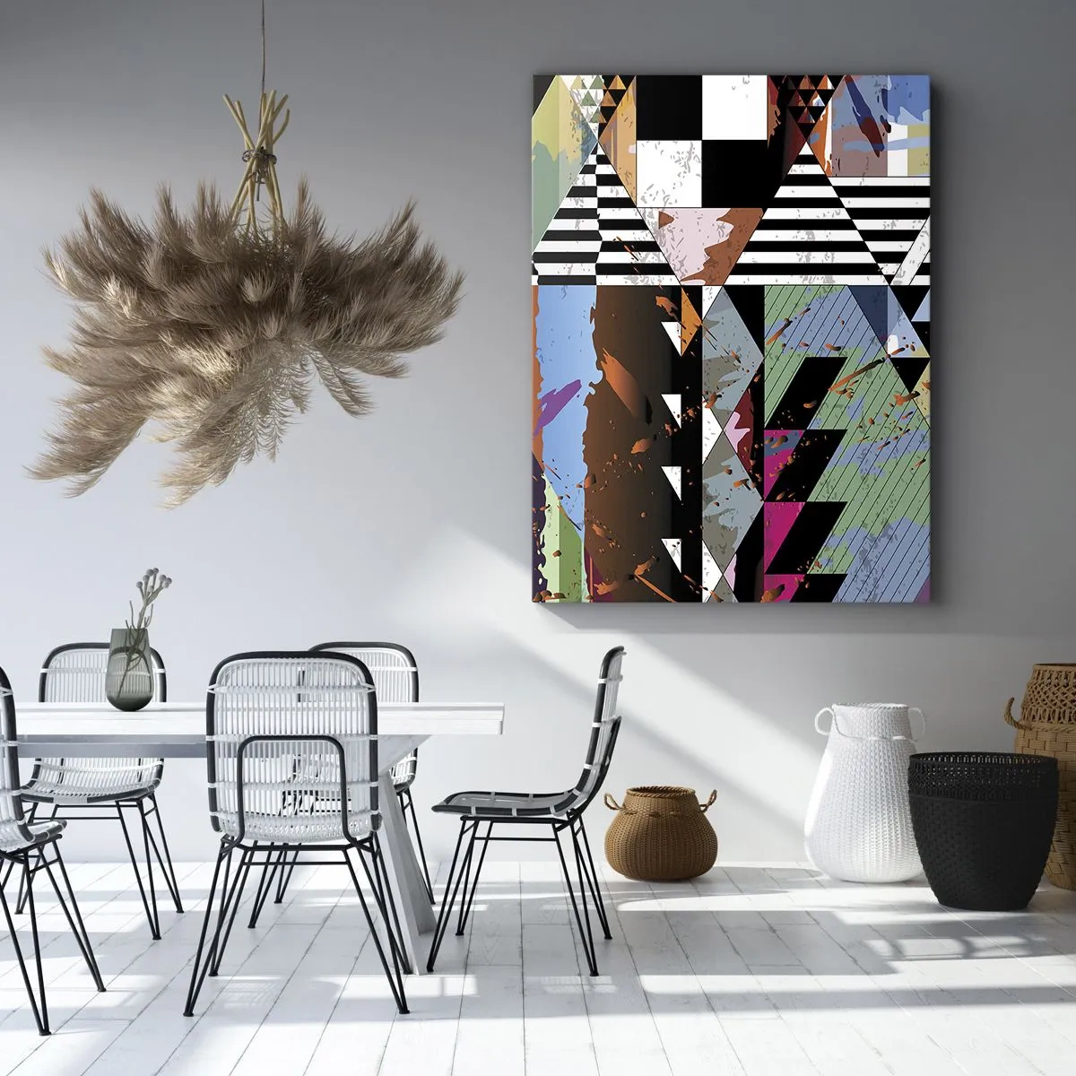 Lærredstryk - Billede på lærred - Geometrisk og organisk - 45x80 cm