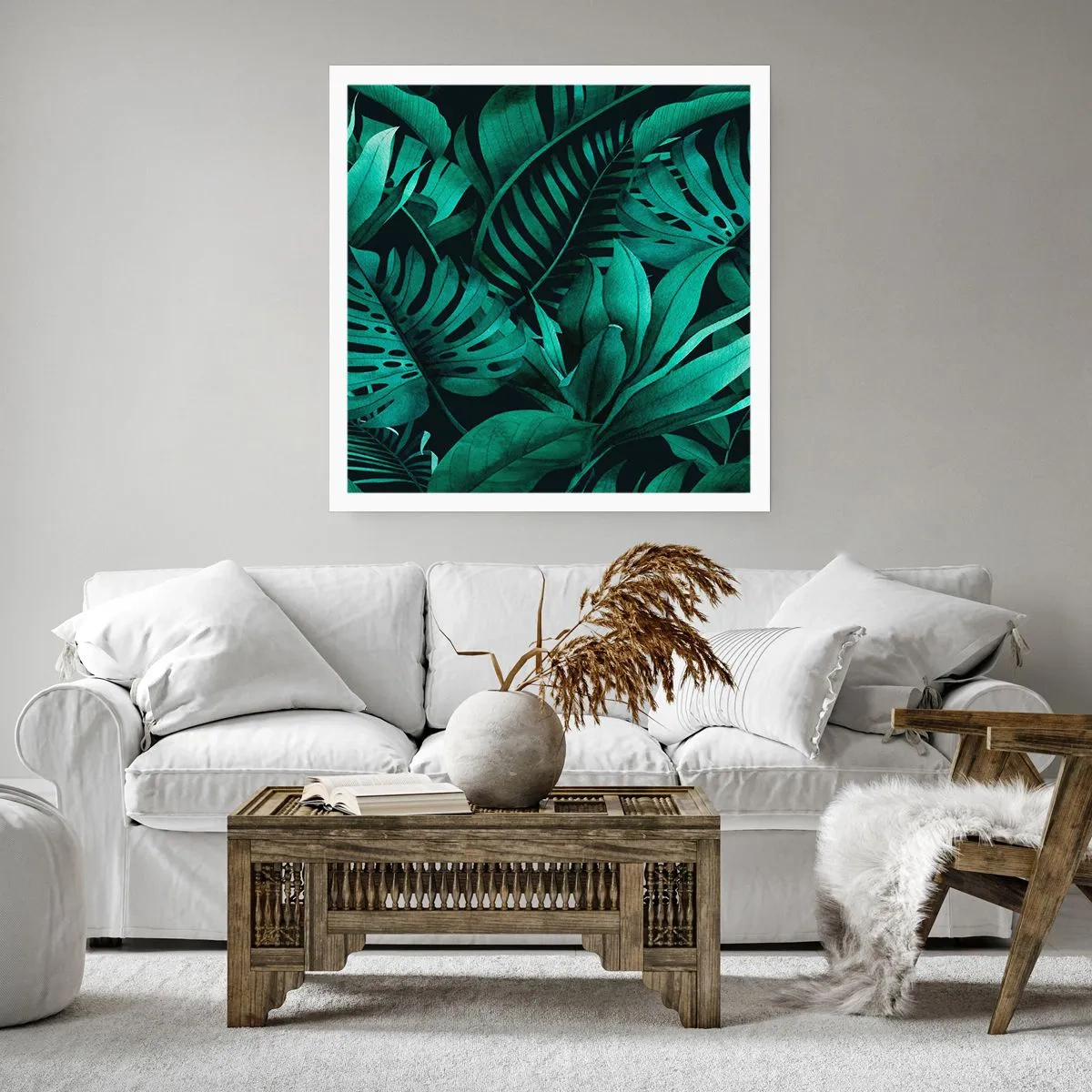 Plakat - Dyb tropisk grøn - 50x50 cm